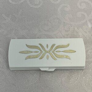 Vintage Cotton Swab Travel Case With Mirror White & Gold‎ Chesebrough-Ponds Inc.